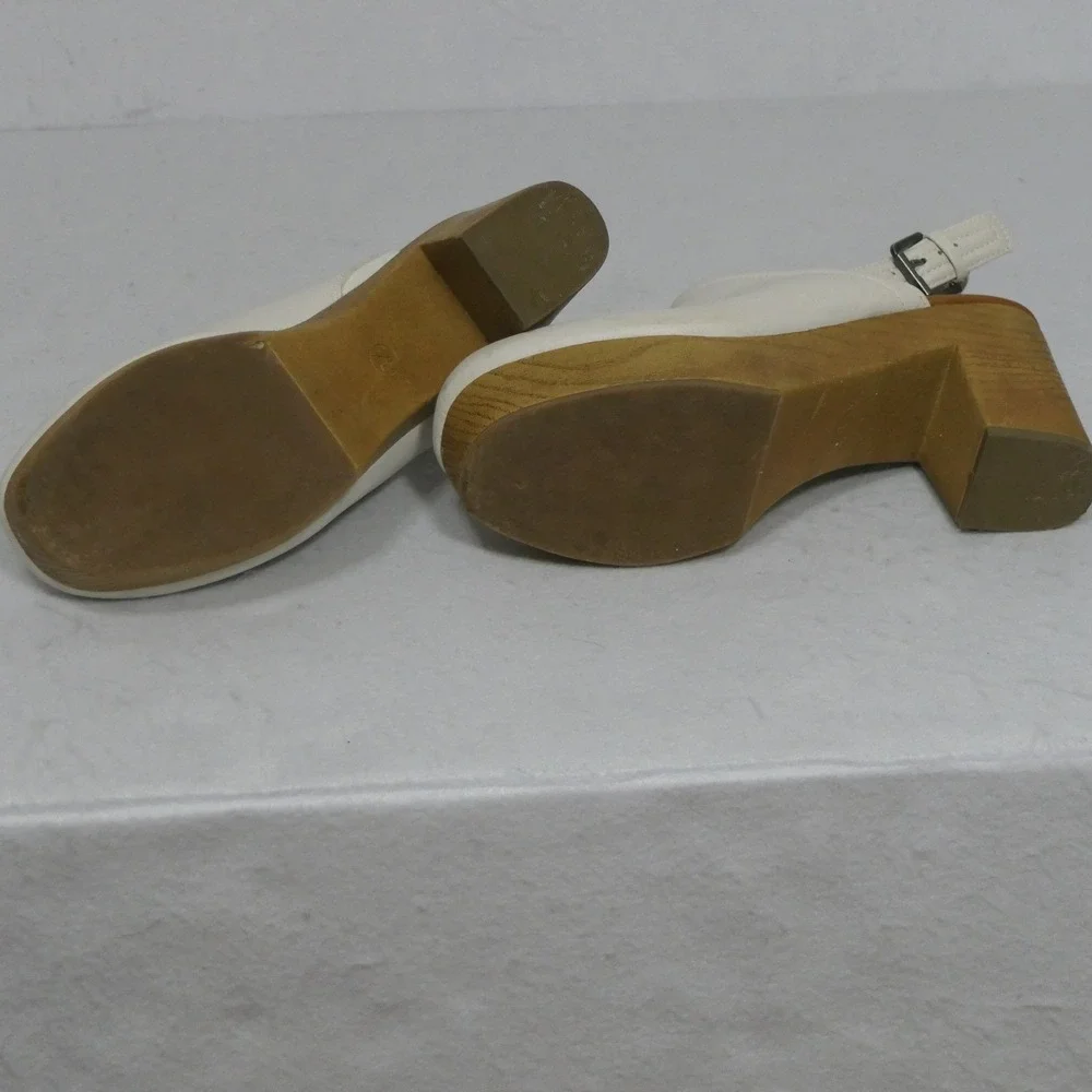 Universal Thread Womens Clogs 8.5 White Slingback Platform Faux Wood Boho Retro